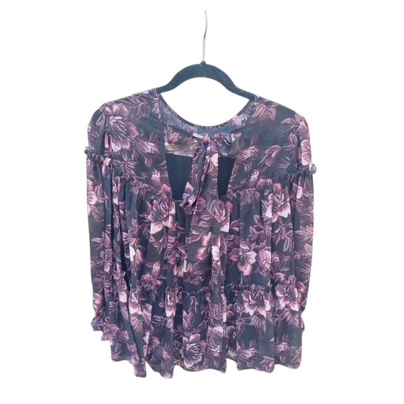 Ted Baker Black & Pink Floral Ballou Blouse - size 5 - Picture 2 of 8
